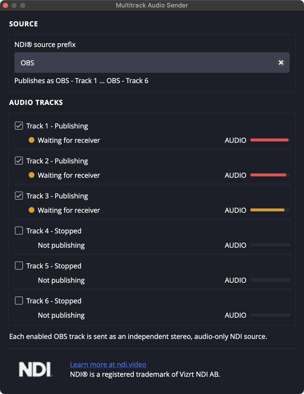 Multitrack Audio Sender screenshot 1