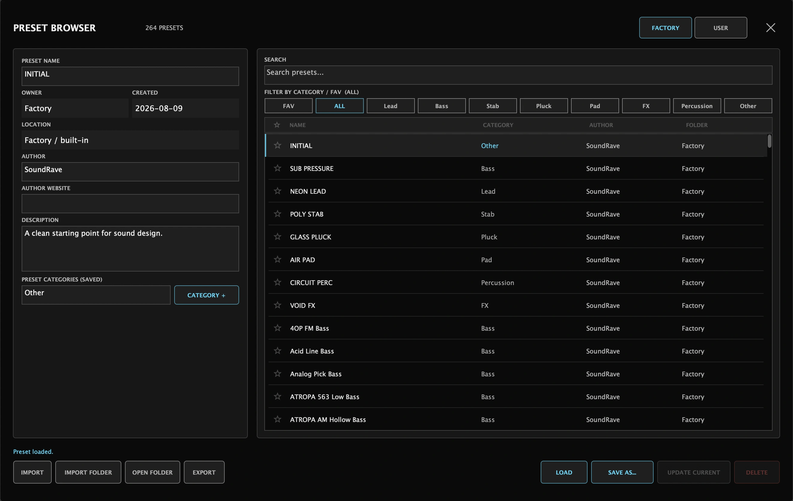ATROPA preset browser