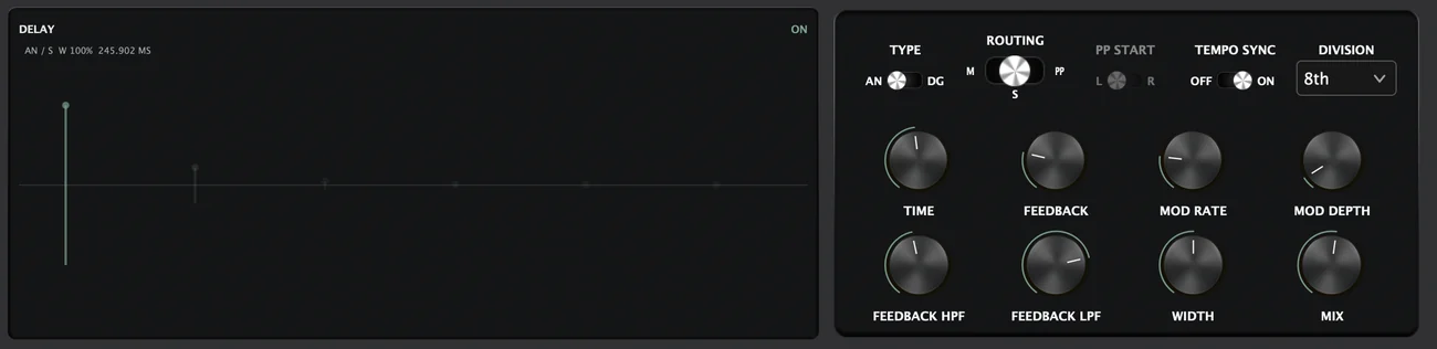 ATROPA Delay effect controls