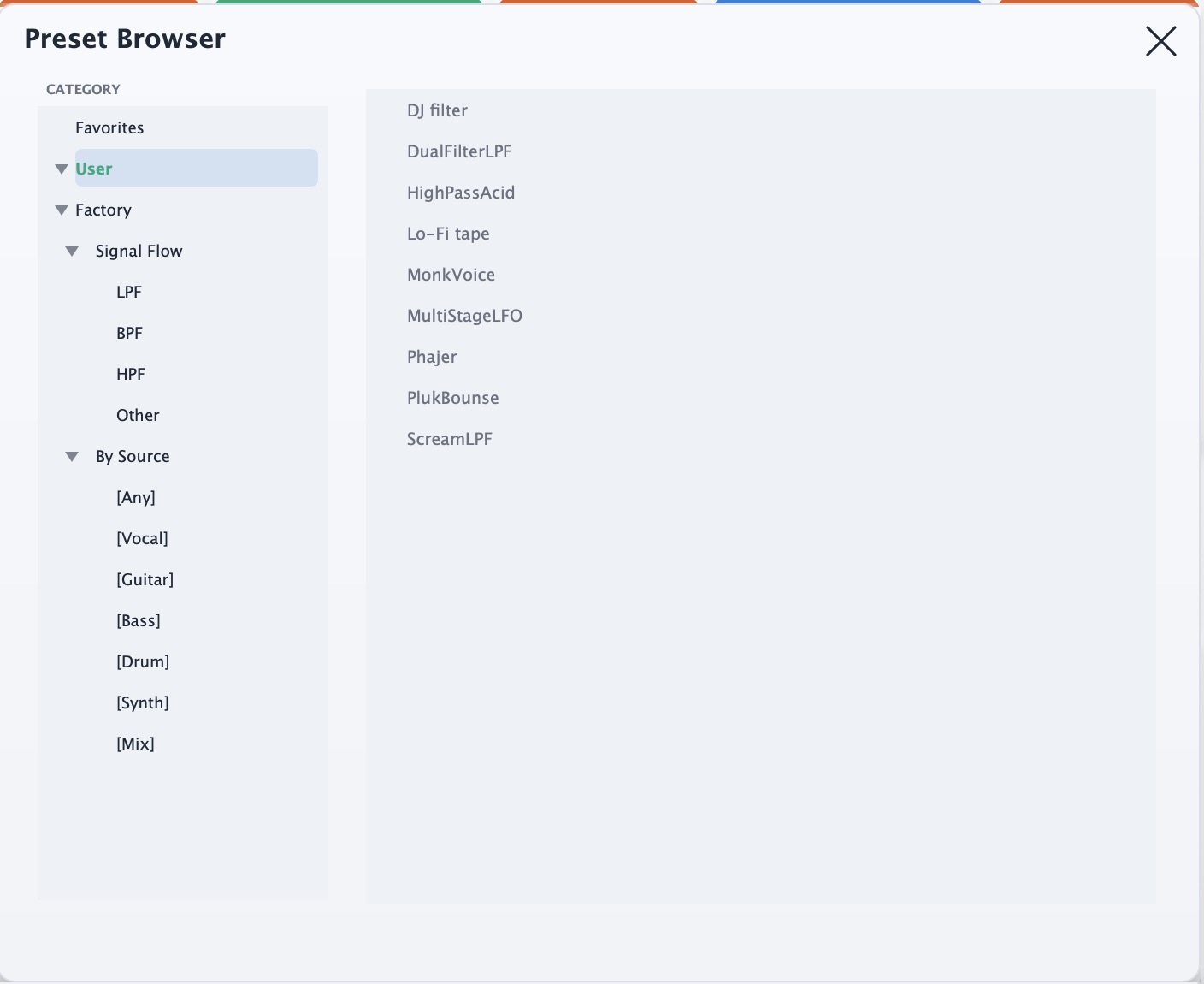 Preset Browser UI